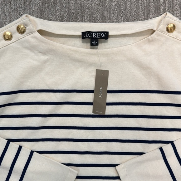 J. Crew Crop Boatneck Tee Stripe NWT - Picture 5 of 9
